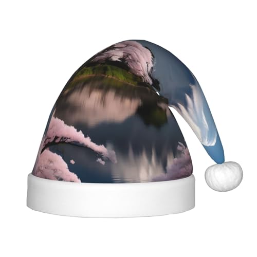 Mt. Fuji im Frühjahrs-Weihnachtsmütze, klassische Weihnachtsmann- und Neujahrsparty-Kopfbedeckung, perfekt für Feiertage, Halloween von SamLng