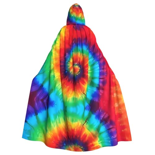 SamLng Batikfärbung Regenbogen Kapuzenumhang – Rollenspiel Kostüm für Erwachsene Cosplay – perfekt für Weihnachten, Zauberer, Magier Motto-Partys von SamLng