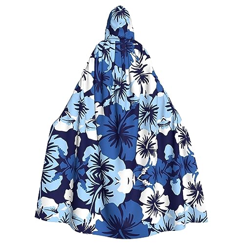 SamLng Blauer Hibiskus Kapuzenumhang für Erwachsene - Bequemer und langlebiger Kapuzenumhang für Halloween, Ostern, Karneval, Weihnachten von SamLng