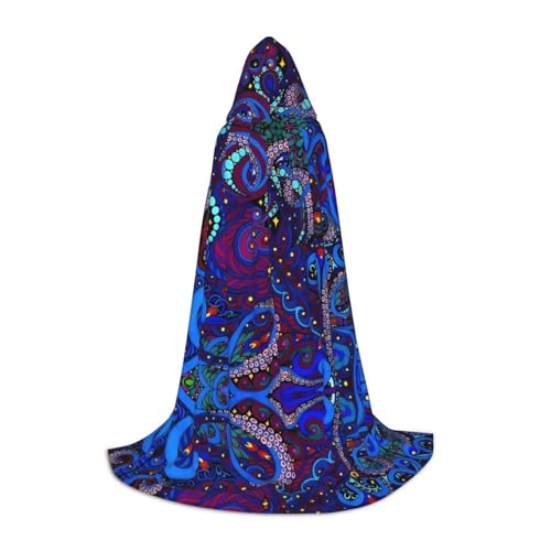 SamLng Blauer Oktopus-Kapuzenumhang – perfekt für Weihnachten, Halloween, Ostern, Karnevalsparty und Cosplay-Bühnenkostüme von SamLng