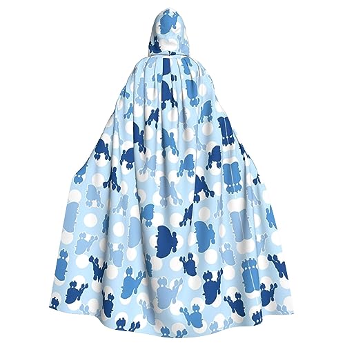 SamLng Blauer Pudel Polka Dot Kapuzenumhang für Erwachsene - Bequemer und langlebiger Kapuzenumhang für Halloween, Ostern, Karneval, Weihnachten von SamLng