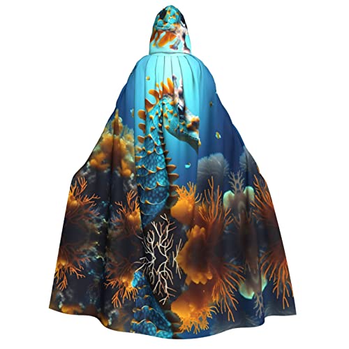 SamLng Blauer Seepferdchen-Umhang mit Kapuze – Erwachsene Damen Herren Rollenspiel-Kostüm – perfekt für Halloween, Ostern, Karneval und Partys SamLng Blauer Seepferdchen-Umhang mit Kapuze – Erwachsene Damen Herren Rollenspiel-Kostüm – perfekt für Halloween, Ostern, Karneval und Partys von SamLng