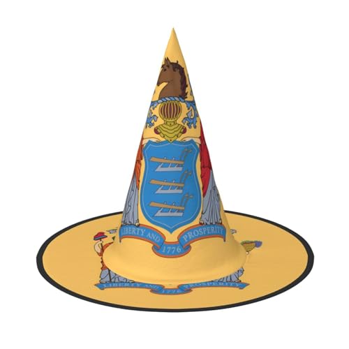 SamLng Flagge von New Jersey Halloween Hexenhut für Erwachsene - Partyhut für Maskerade Karneval Cosplay - Spitzhorn Dekoration Cap SamLng Flagge von New Jersey Halloween Hexenhut für Erwachsene - Partyhut für Maskerade Karneval Cosplay - Spitzhorn Dekoration Cap von SamLng