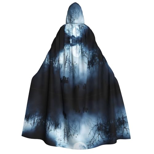 SamLng Gothic Happy Halloween Kapuzenumhang – Erwachsene Damen Herren Rollenspiel Kostüm – perfekt für Halloween, Ostern, Karneval und Partys von SamLng