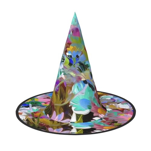 SamLng Halloween-Kostümhut mit farbiger Blume für Erwachsene, Hexenhut, Partyzubehör, faltbar für Weihnachten, Ostern und Halloween SamLng Halloween-Kostümhut mit farbiger Blume für Erwachsene, Hexenhut, Partyzubehör, faltbar für Weihnachten, Ostern und Halloween von SamLng