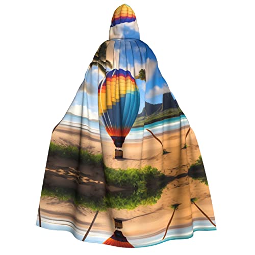 SamLng Hawaii Heißluftballon-Umhang mit Kapuze – Erwachsene Damen Herren Rollenspiel-Kostüm – perfekt für Halloween, Ostern, Karneval und Partys von SamLng