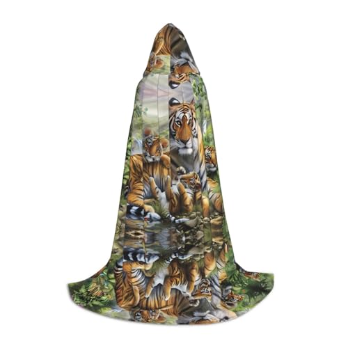 SamLng Jungle Tigers Cub Kapuzenumhang - Rollenspiel-Kostüm für Teenager, geeignet für Cosplay, Weihnachten, Halloween, Ostern, Karneval von SamLng