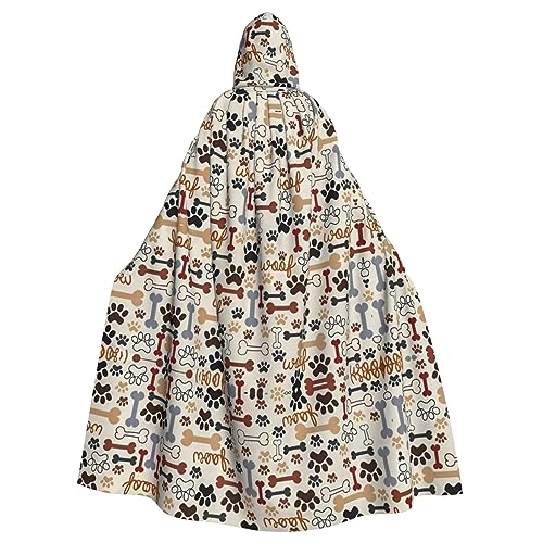 SamLng Kapuzenumhang mit Knochen- und Pfotenabdruck für Erwachsene – bequemer und langlebiger Kapuzenumhang für Halloween, Ostern, Karneval, Weihnachten von SamLng