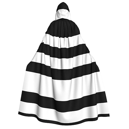 SamLng Kapuzenumhang mit Streifen, schwarz-weiß, für Erwachsene, Damen, Herren, Rollenspiel-Kostüm, perfekt für Halloween, Ostern, Karneval und Partys SamLng Kapuzenumhang mit Streifen, schwarz-weiß, für Erwachsene, Damen, Herren, Rollenspiel-Kostüm, perfekt für Halloween, Ostern, Karneval und Partys von SamLng