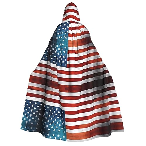SamLng Kapuzenumhang mit amerikanischer USA-Flagge, Vintage-Stil, für Erwachsene, Damen, Herren, Rollenspiel-Kostüm, perfekt für Halloween, Ostern, Karneval und Partys SamLng Kapuzenumhang mit amerikanischer USA-Flagge, Vintage-Stil, für Erwachsene, Damen, Herren, Rollenspiel-Kostüm, perfekt für Halloween, Ostern, Karneval und Partys von SamLng