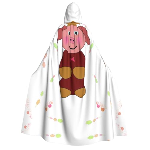 SamLng Kapuzenumhang mit fröhlichem Cartoon-Schwein, für Erwachsene, Damen, Herren, Rollenspiel-Kostüm, perfekt für Halloween, Ostern, Karneval und Partys SamLng Kapuzenumhang mit fröhlichem Cartoon-Schwein, für Erwachsene, Damen, Herren, Rollenspiel-Kostüm, perfekt für Halloween, Ostern, Karneval und Partys von SamLng