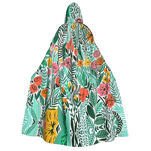SamLng Kapuzenumhang mit tropischem Blumenmuster für Erwachsene, ideal für Cosplay, Weihnachten, Maskerade, Halloween, Ostern, Karnevalspartys von SamLng