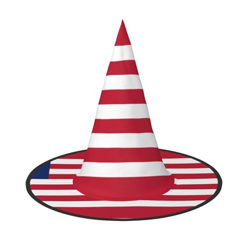 SamLng Liberianische Flagge Halloween Hexenhut für Erwachsene Partyhut Maskerade Karneval Cosplay Spitzhorn Dekoration Kappe von SamLng