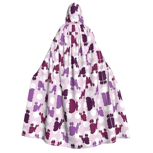 SamLng Lila Pudel Polka Dot Kapuzenumhang – Erwachsene Damen Herren Rollenspiel-Kostüm – perfekt für Halloween, Ostern, Karneval und Partys von SamLng