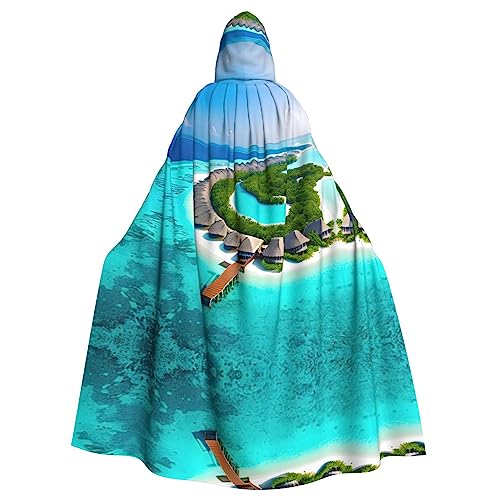 SamLng Maldives Scenery Kapuzenumhang für Erwachsene - Bequemer und langlebiger Kapuzenumhang für Halloween, Ostern, Karneval, Weihnachten von SamLng