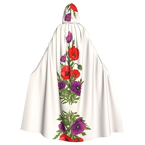 SamLng Mohnblumen-Umhang mit Kapuze für Erwachsene, bequemer und langlebiger Kapuzenumhang für Halloween, Ostern, Karneval, Weihnachten von SamLng