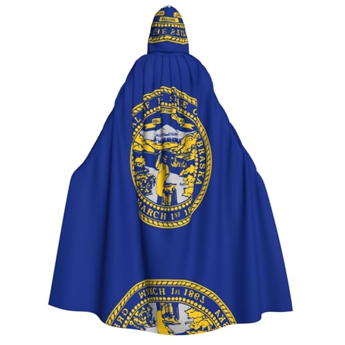 SamLng Nebraska Flagge Kapuzenumhang Erwachsene - Universal Rollenspiel Kostüm Cosplay Umhang Robe - Perfekt für Halloween, Ostern, Karneval von SamLng