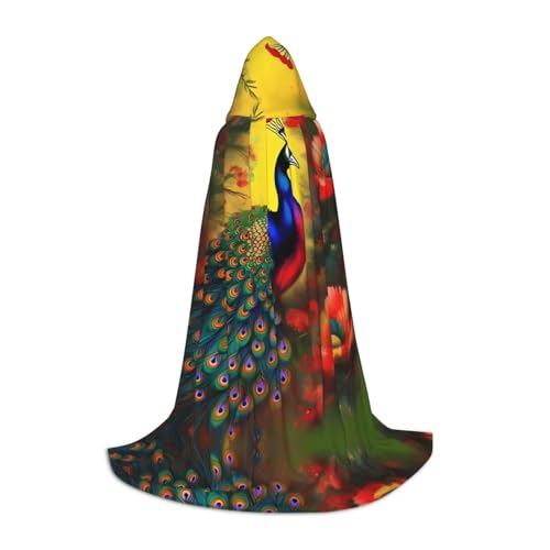 SamLng Pfauenblumen-Umhang mit Kapuze – perfekt für Weihnachten, Halloween, Ostern, Karnevalsparty und Cosplay-Bühnenkostüme von SamLng