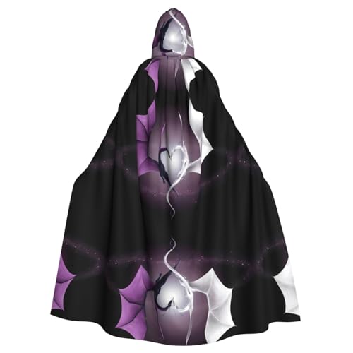 SamLng Purple and Wirte Dragons Kapuzenumhang für Erwachsene - Bequemer und langlebiger Kapuzenumhang für Halloween, Ostern, Karneval, Weihnachten von SamLng