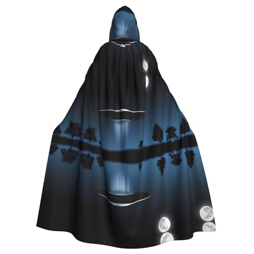 SamLng Raumschiff bei Nacht Kapuzenumhang für Erwachsene - Bequemer und langlebiger Kapuzenumhang für Halloween, Ostern, Karneval, Weihnachten von SamLng