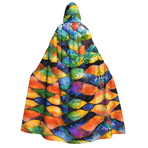 SamLng Regenbogenfischschuppen-Umhang mit Kapuze – Erwachsene Damen Herren Rollenspiel-Kostüm – perfekt für Halloween, Ostern, Karneval und Partys von SamLng