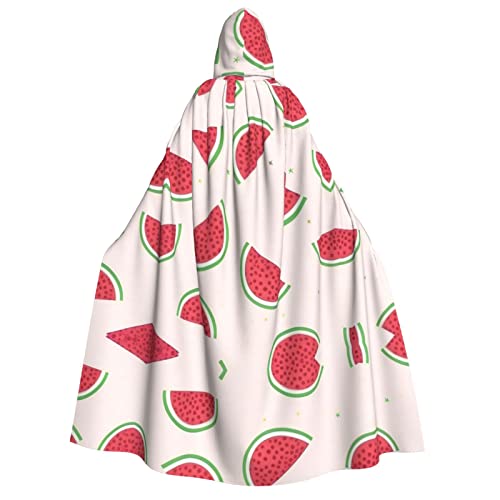 SamLng Rosafarbener Wassermelonen-Umhang mit Kapuze – Erwachsene Damen Herren Rollenspiel-Kostüm – perfekt für Halloween, Ostern, Karneval und Partys von SamLng