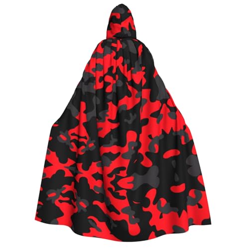 SamLng Roter Camouflage-Kapuzenumhang – Erwachsenenkostüm für Damen und Herren, Rollenspiel-Kostüm – perfekt für Halloween, Ostern, Karneval und Partys von SamLng