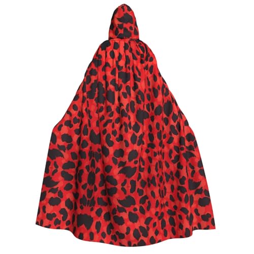 SamLng Roter Kapuzenumhang mit Leopardenmuster – Erwachsene Damen Herren Rollenspiel-Kostüm – perfekt für Halloween, Ostern, Karneval und Partys von SamLng