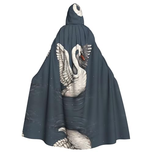 SamLng Schöner weißer Schwan Kapuzenumhang für Erwachsene - Bequemer und langlebiger Kapuzenumhang für Halloween, Ostern, Karneval, Weihnachten von SamLng