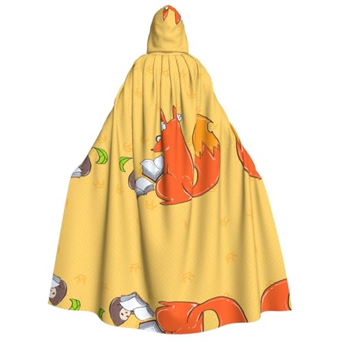 SamLng Sonnenblumenkerne und Füchse Kapuzenumhang – Erwachsene Damen Herren Rollenspiel-Kostüm – perfekt für Halloween, Ostern, Karneval und Partys von SamLng