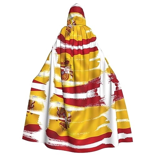 SamLng Spanien Flagge Kapuzenumhang für Erwachsene - Bequemer und langlebiger Kapuzenumhang für Halloween, Ostern, Karneval, Weihnachten von SamLng