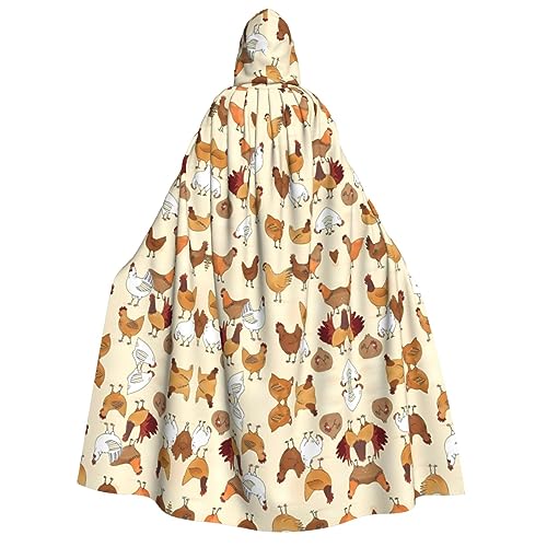 SamLng Umhang mit Kapuze "A Brood of Chickens" – Erwachsenenkostüm für Damen und Herren – perfekt für Halloween, Ostern, Karneval und Partys von SamLng