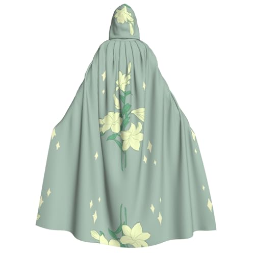 SamLng Umhang mit Kapuze und weißen Lilien, Cartoon-Motiv, für Erwachsene, Damen, Herren, Rollenspiel-Kostüm, perfekt für Halloween, Ostern, Karneval und Partys SamLng Umhang mit Kapuze und weißen Lilien, Cartoon-Motiv, für Erwachsene, Damen, Herren, Rollenspiel-Kostüm, perfekt für Halloween, Ostern, Karneval und Partys von SamLng