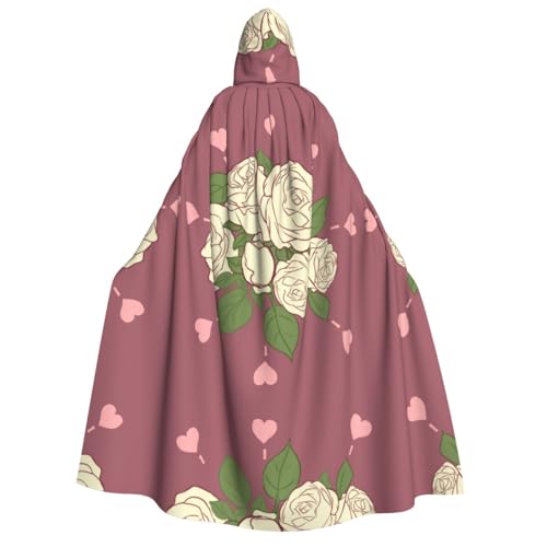SamLng Umhang mit weißer Rose der Liebe, mit Kapuze, für Erwachsene, Damen, Herren, Rollenspiel-Kostüm, perfekt für Halloween, Ostern, Karneval und Partys von SamLng