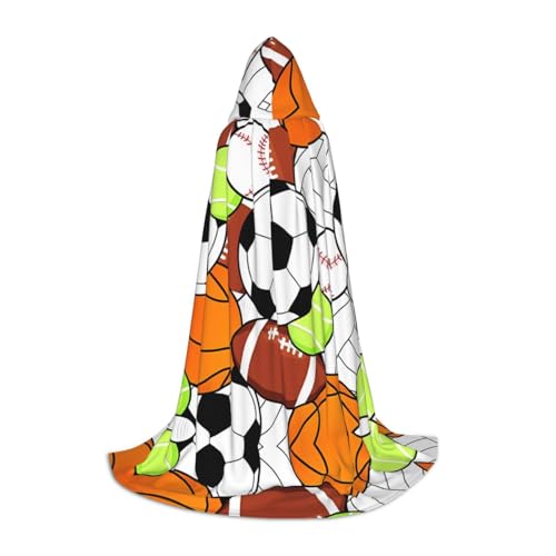 SamLng Verschiedene Sportbälle Kapuzenumhang - Rollenspiel-Kostüm für Teenager, geeignet für Cosplay, Weihnachten, Halloween, Ostern, Karneval von SamLng