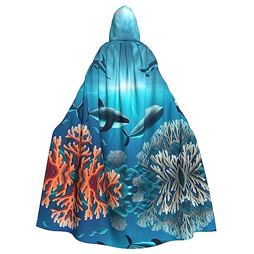 SamLng Wale unter dem Meer Kapuzenumhang für Erwachsene - Bequemer und langlebiger Kapuzenumhang für Halloween, Ostern, Karneval, Weihnachten von SamLng