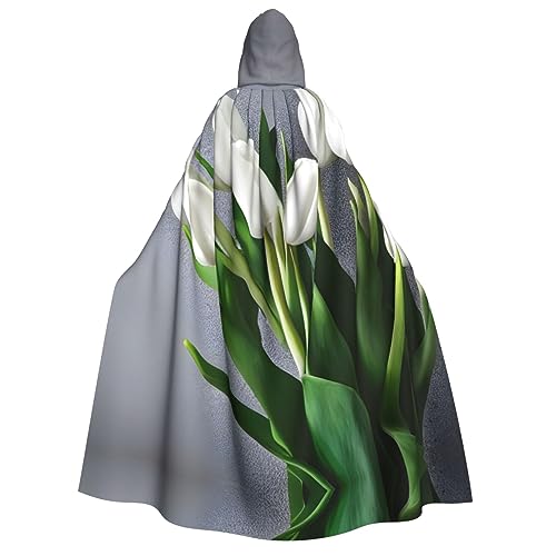 SamLng Weiße Tulpen Blumen Kapuzenumhang für Erwachsene - Ideal für Cosplay, Weihnachten, Maskerade, Halloween, Ostern Karneval Partys SamLng Weiße Tulpen Blumen Kapuzenumhang für Erwachsene - Ideal für Cosplay, Weihnachten, Maskerade, Halloween, Ostern Karneval Partys von SamLng