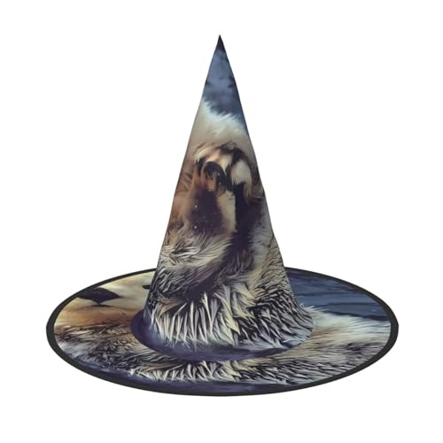 SamLng Weißer Otter Erwachsene Halloween Kostüm Hut - Hexenhut Partyzubehör - Faltbar für Weihnachten, Ostern & Halloween von SamLng