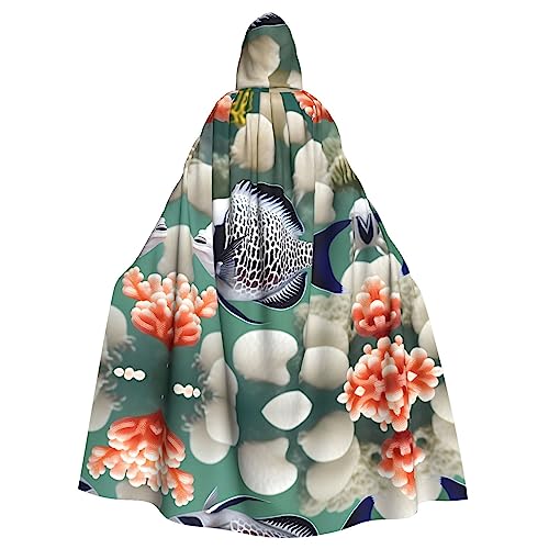 SamLng Weißer tropischer Fisch-Kapuzenumhang für Erwachsene - bequemer und langlebiger Kapuzenumhang für Halloween, Ostern, Karneval, Weihnachten von SamLng