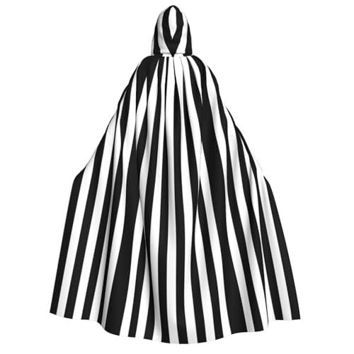 Schwarz Weiß Streifen Kapuzenumhang Erwachsene - Universal Rollenspiel Kostüm Cosplay Umhang Robe - Perfekt für Halloween, Ostern, Karneval von SamLng