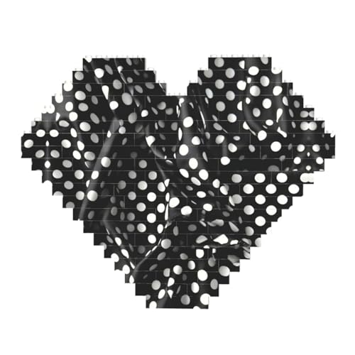 Schwarz-weiße gewellte Punkte, Druck in Herzform, Holz-Puzzle, personalisierbar, für Valentinstag, Geburtstag Schwarz-weiße gewellte Punkte, Druck in Herzform, Holz-Puzzle, personalisierbar, für Valentinstag, Geburtstag von SamLng