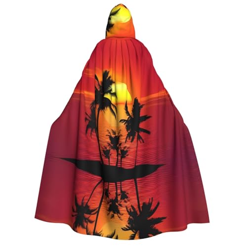 Tropischer Sonnenuntergang Kapuzenumhang – Erwachsenenkostüm für Damen und Herren, Rollenspiel-Kostüm – perfekt für Halloween, Ostern, Karneval und Partys von SamLng