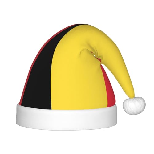 Weihnachtsmütze mit Flagge Belgiens – klassische Weihnachtsmann- und Neujahrsparty-Kopfbedeckung – perfekt für Feiertage, Halloween von SamLng