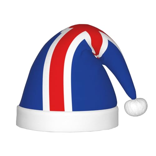 Weihnachtsmütze mit Flagge Islands – klassische Weihnachtsmann- und Neujahrsparty-Kopfbedeckung – perfekt für Feiertage, Halloween von SamLng
