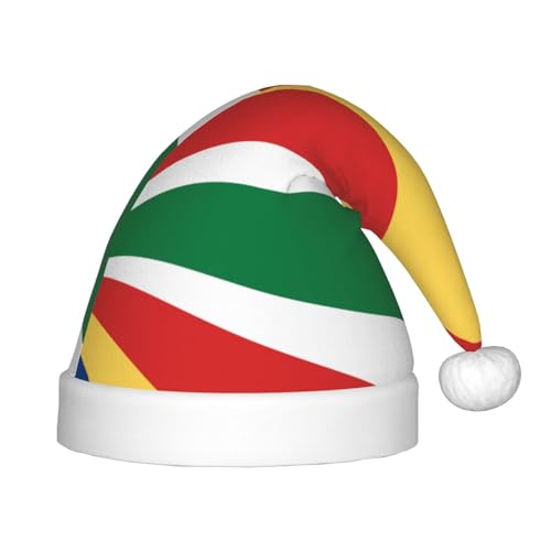Weihnachtsmütze mit Flagge der Seychellen – klassische Weihnachtsmann- und Neujahrsparty-Kopfbedeckung – perfekt für Feiertage, Halloween von SamLng