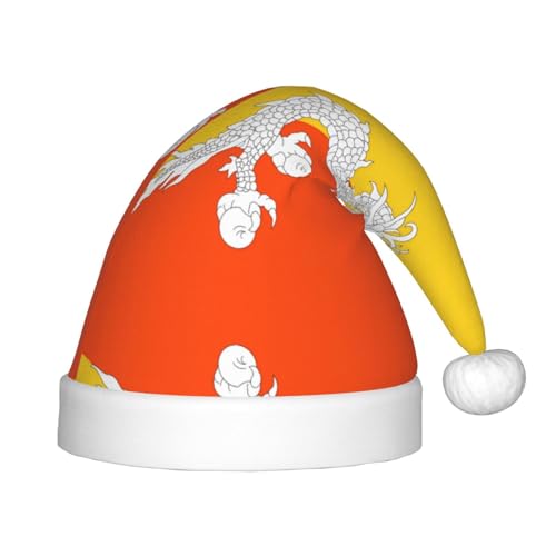 Weihnachtsmütze mit Flagge des Königreichs Bhutan, klassische Weihnachtsmann- und Neujahrsparty-Kopfbedeckung, perfekt für Feiertage, Halloween von SamLng