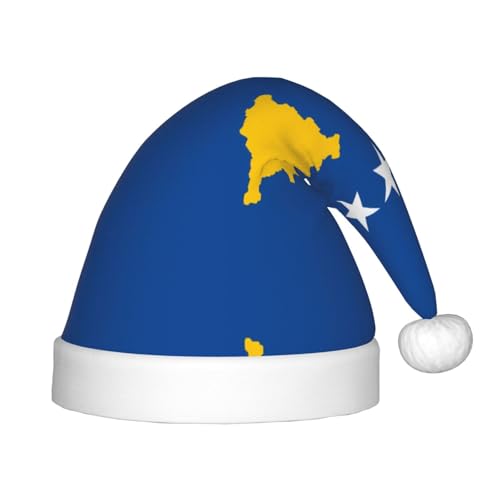 Weihnachtsmütze mit Flagge des Kosovo, klassische Weihnachtsmann- und Neujahrsparty-Kopfbedeckung, perfekt für Feiertage, Halloween von SamLng