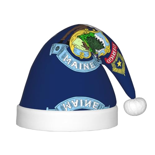 Weihnachtsmütze mit Flagge von Maine – klassische Weihnachtsmann- und Neujahrsparty-Kopfbedeckung – perfekt für Feiertage, Halloween Weihnachtsmütze mit Flagge von Maine – klassische Weihnachtsmann- und Neujahrsparty-Kopfbedeckung – perfekt für Feiertage, Halloween von SamLng