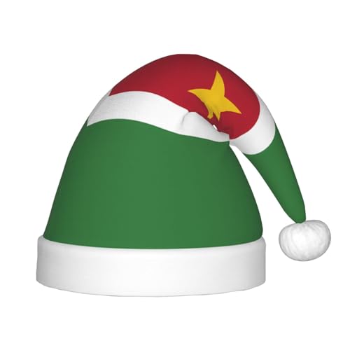Weihnachtsmütze mit Flagge von Surinam, klassische Weihnachtsmann- und Neujahrsparty-Kopfbedeckung, perfekt für Feiertage, Halloween Weihnachtsmütze mit Flagge von Surinam, klassische Weihnachtsmann- und Neujahrsparty-Kopfbedeckung, perfekt für Feiertage, Halloween von SamLng