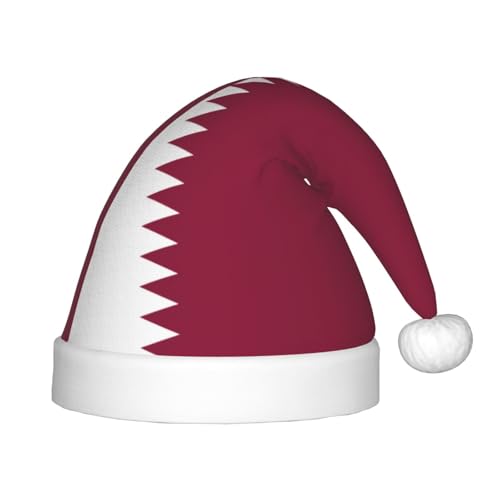 Weihnachtsmütze mit Katar-Flagge, klassische Weihnachtsmann- und Neujahrsparty-Kopfbedeckung, perfekt für Feiertage, Halloween von SamLng